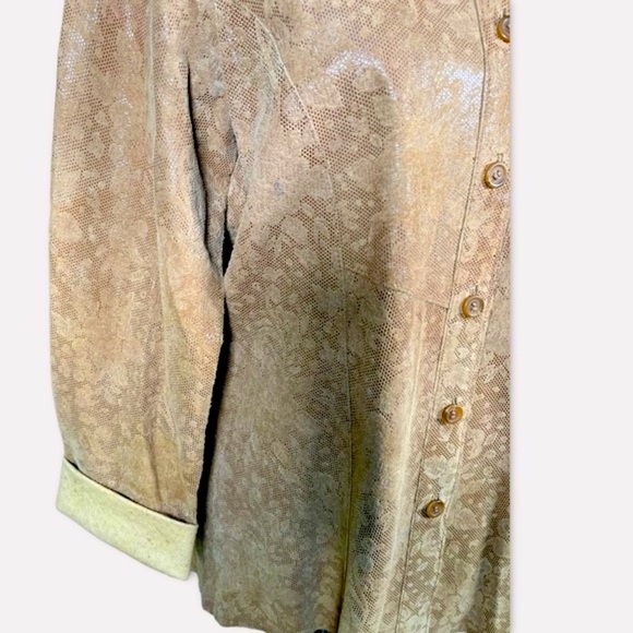 Margaret Godfrey Vintage 3/4 Sleeve Button Up Shirt 100% Leather//Large - Picture 4 of 12